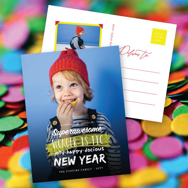 Superawesome Wonderistic Jolly Happydocious Year Holiday Postcard (Creator Uploaded)