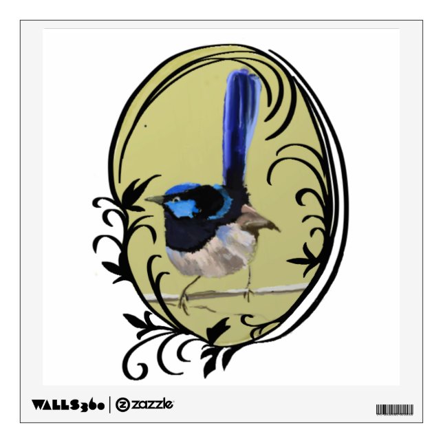 Superb Blue Wren Australian Bird Wall Sticker (Front)