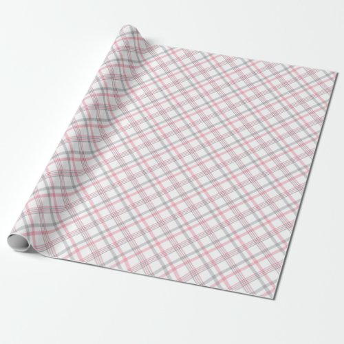 Superb Checkered Pattern Of Gray And Pink Wrapping Paper
