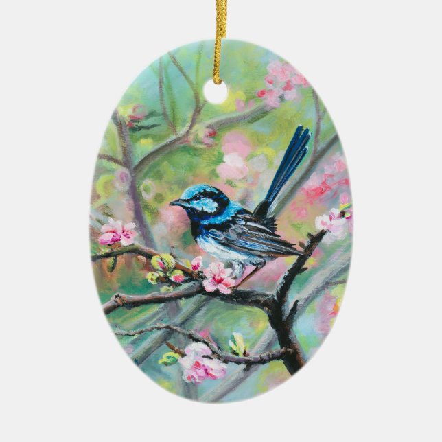 Superb Fairy Wren - Ceramic Ornament (Front)