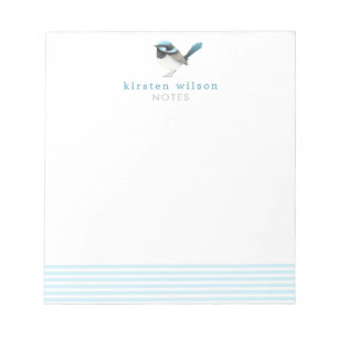 Superb Fairy Wren - Cute Blue Bird Personalized  Notepad