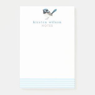Superb Fairy Wren - Cute Blue Bird Personalized Post-it Notes