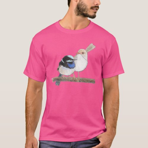 Superb Fairy Wrens drawing T_Shirt