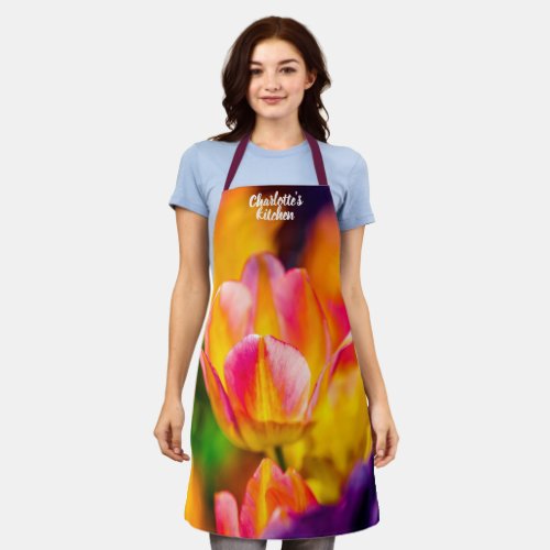 Superb Red And Yellow Color Tulip Apron