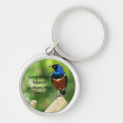 Superb Starling Bird Quotation KeyChain