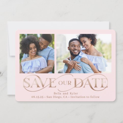 Superb Swirl 2 Photos Save The Date Card