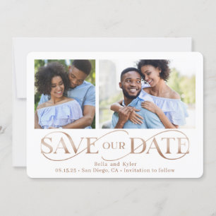 Superb Swirl 2 Photos Save The Date Card