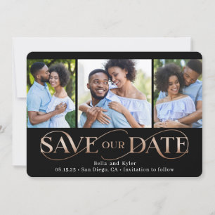 Superb Swirl 3 Photos Save The Date Card