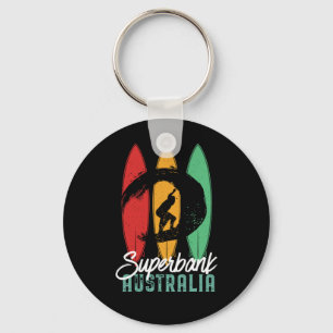 Superbank Beach Australia Vintage Retro Surfing Keychain