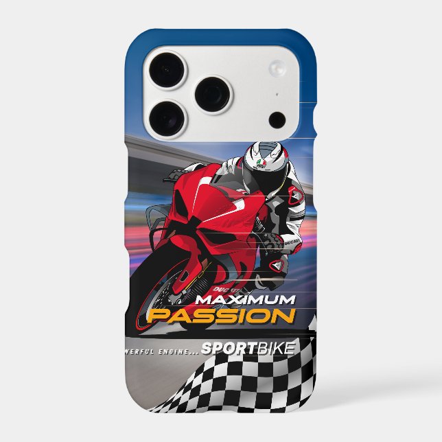 Superbike Racing Maximum Passion Biker Graphic iPhone Case (Back)