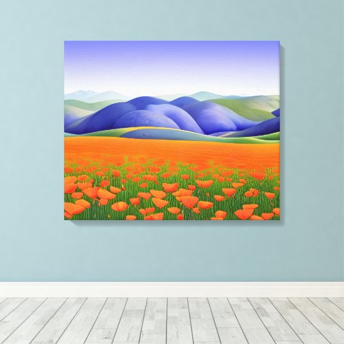 Superblooms  Surreal Poppies Landscape Canvas Print