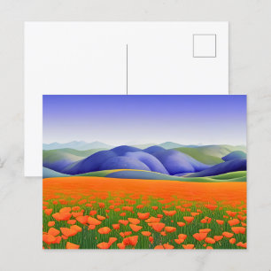 Superblooms   Surreal Poppies Landscape Postcard