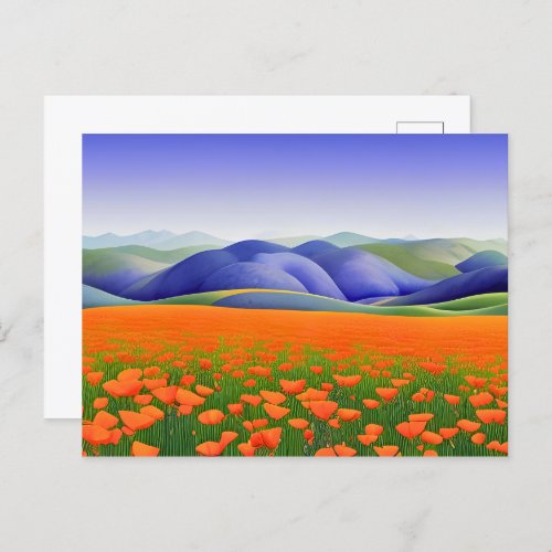 Superblooms  Surreal Poppies Landscape Postcard