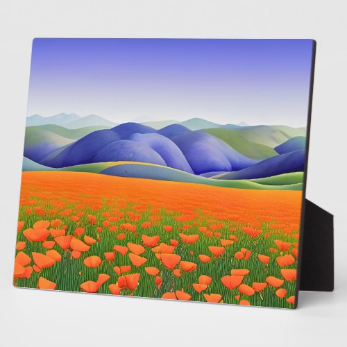 Superblooms  Surreal Poppies Landscape Tabletop Plaque