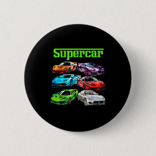 Supercar Cool Car Guy Srts Racing Fan Graphic Men Button