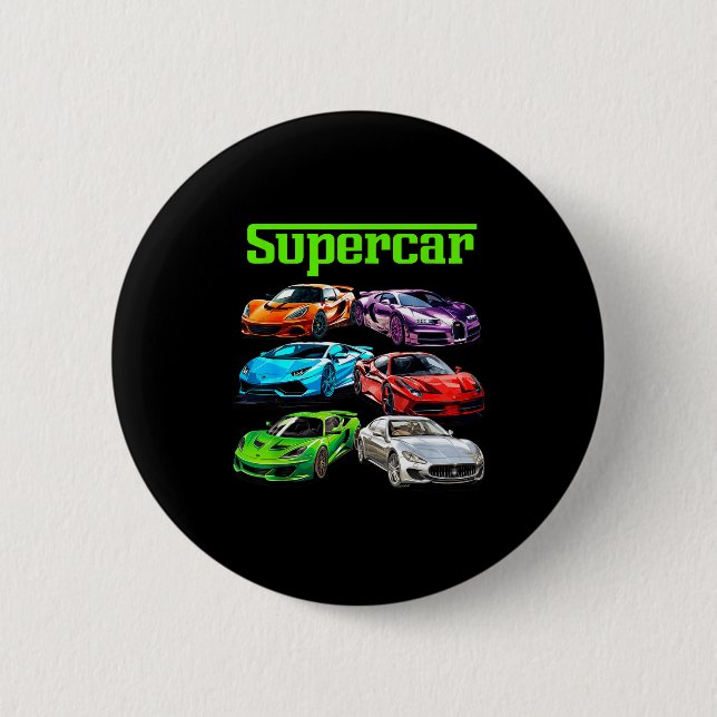 Supercar Cool Car Guy Srts Racing Fan Graphic Men  Button (Front)