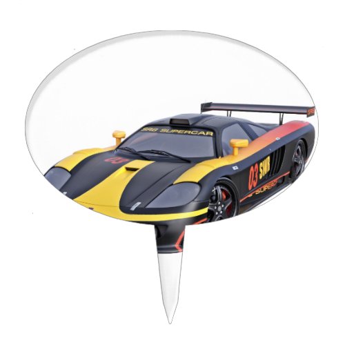 Supercar in Black and Yellow Cake Topper