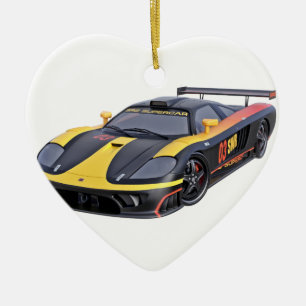 Supercar in Black and Yellow Ceramic Ornament
