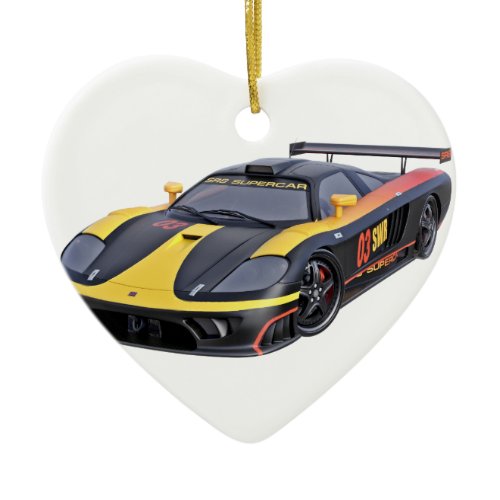 Supercar in Black and Yellow Ceramic Ornament