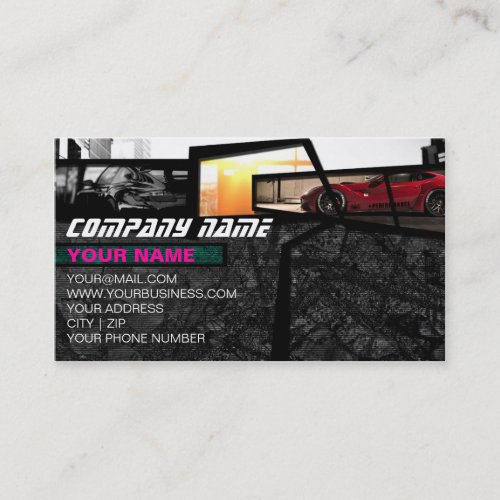 Supercars Fragment in Dynamic GARAGE Background Business Card