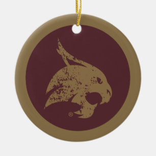 Supercat Mark Distressed Ceramic Ornament