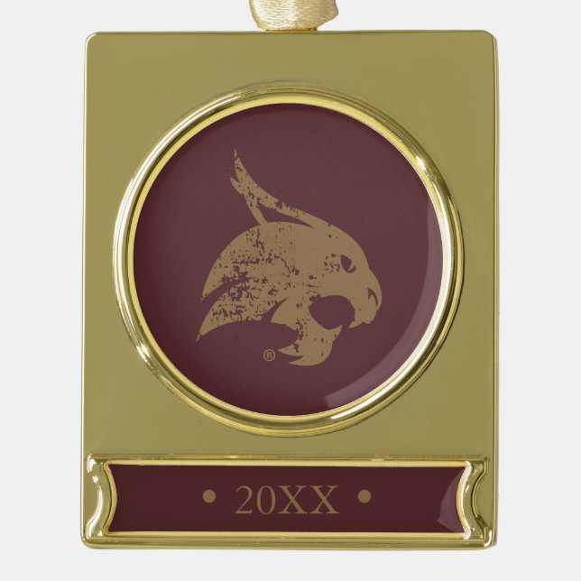 Supercat Mark Distressed Gold Plated Banner Ornament (Front)