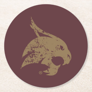 Supercat Mark Distressed Round Paper Coaster