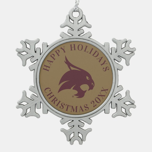 Supercat Mark Snowflake Pewter Christmas Ornament (Front)