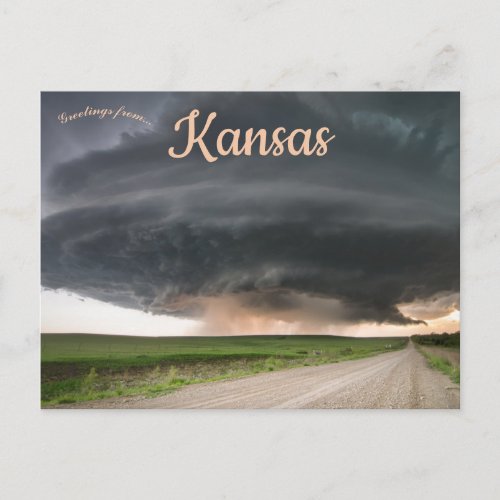 Supercell Thunderstorm Approaches Severy Kansas Postcard