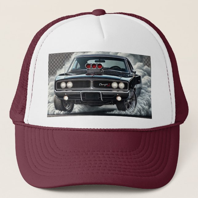 Supercharged Muscle Car Trucker Hat (Front)