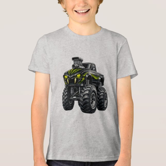 Supercharged Snake-Eye Monster Truck Tri-Blend Shirt (Front)