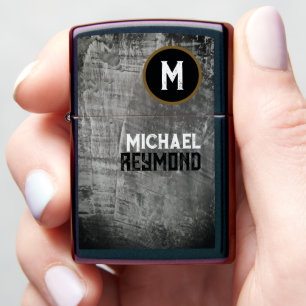 SuperCool Gray Concrete Stylishly Monogrammed Zippo Lighter
