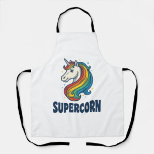 Supercorn Unicorn Vintage Engraving T-Shirt Design Apron