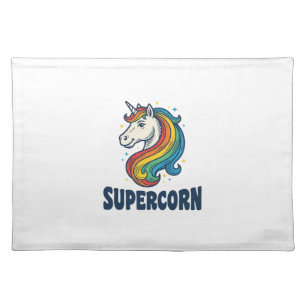 Supercorn Unicorn Vintage Engraving T-Shirt Design Cloth Placemat