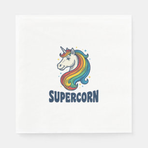 Supercorn Unicorn Vintage Engraving T-Shirt Design Napkins