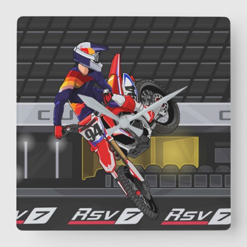 Supercross jump together square wall clock