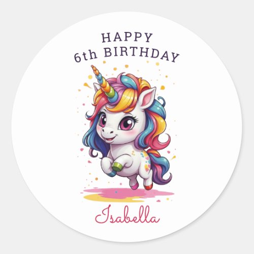 Supercute baby unicorn design classic round sticker