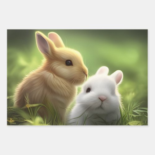 Supercute Fluffy Bunnies  Wrapping Paper Sheets