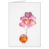 Supercute watercolor bird with heart balloons (Front)