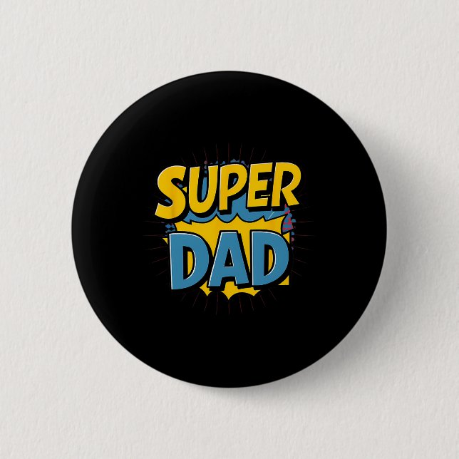 Superdad Funny Superhero Dad Design Costume For Fa Button (Front)