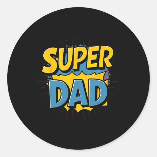 Superdad Funny Superhero Dad Design Costume For Fa Classic Round Sticker (Front)