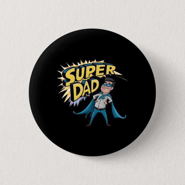 Superdad Funny Superhero Dad Present Costume For F Button (Front)