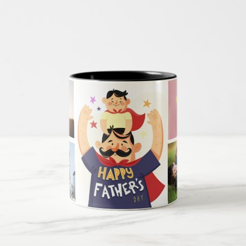 Superdad _ Happy Fathers Day Custom Photo Two_Tone Coffee Mug