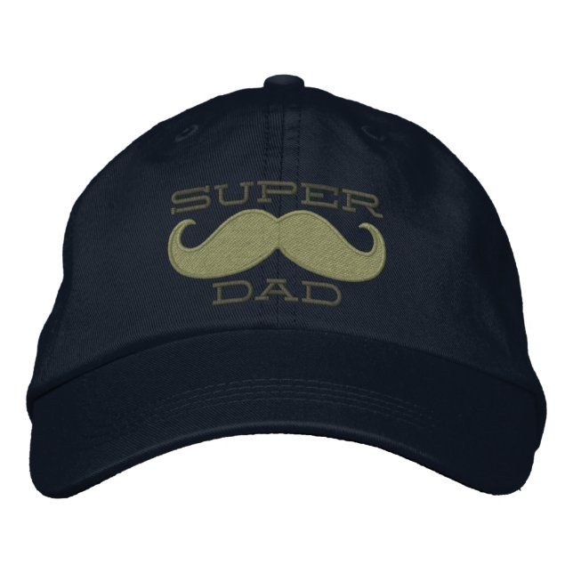 Superdad Mustache SUPER DAD Embroidered Baseball Cap (Front)