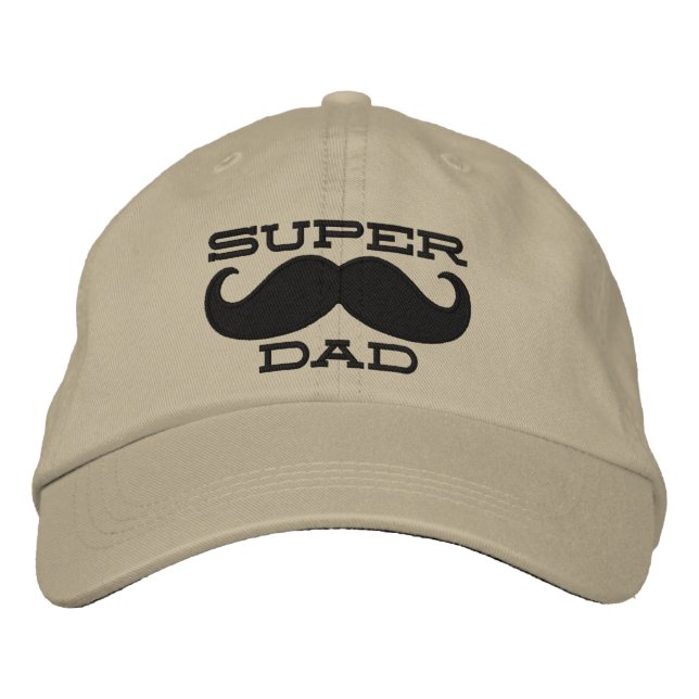 Superdad Mustache SUPER DAD Embroidered Baseball Hat (Front)