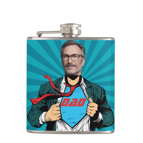 Superdad Photo Customizable  Flask