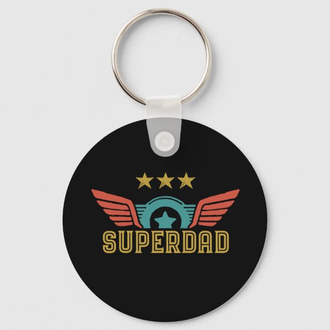 Superdad Superhero Dad Father's Day Daddy Keychain (Front)