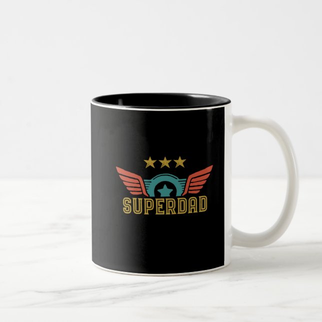 Superdad Superhero Dad Father's Day Daddy Two-Tone Coffee Mug (Right)