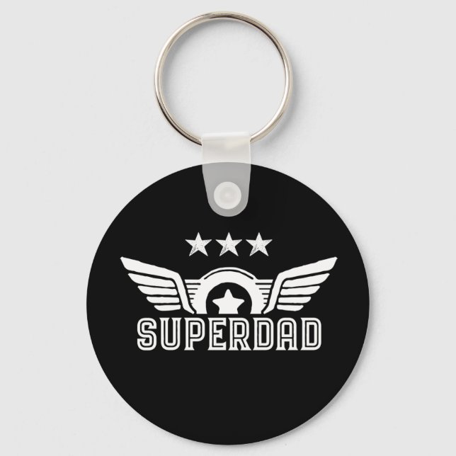 Superdad Superhero Dad Papa Daddy Father's Day Keychain (Front)