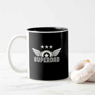 Superdad Superhero Dad Papa Daddy Father's Day Two-Tone Coffee Mug